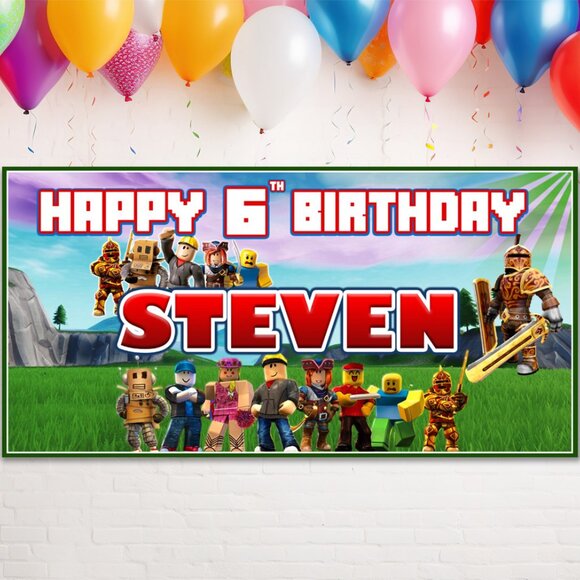 Roblox Personalised Birthday Banner, Roblox Happy Birthday Banner 3ft x 5ft - Picture 2 of 2